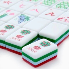 160 American Mahjong Tiles 4-Layer Acrylic Red Theme Engraved Set