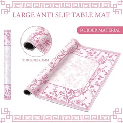22 Inch Mini Chinoiserie Mahjong Mat for Travel Set Pink and White Floral Mahjon