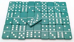 Vintage Green Dominoes by Cardinal, Set of 28, Genuine Rock Marble, Complete