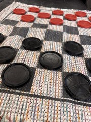 Checkers & Super Tic Tac Toe Portable Double-Sided Table Top Game Set w/Pieces