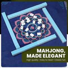 Premium 2-Layer American Mahjong Tiles with 3 Blue Dice, 4 Mahjong Game Cards –
