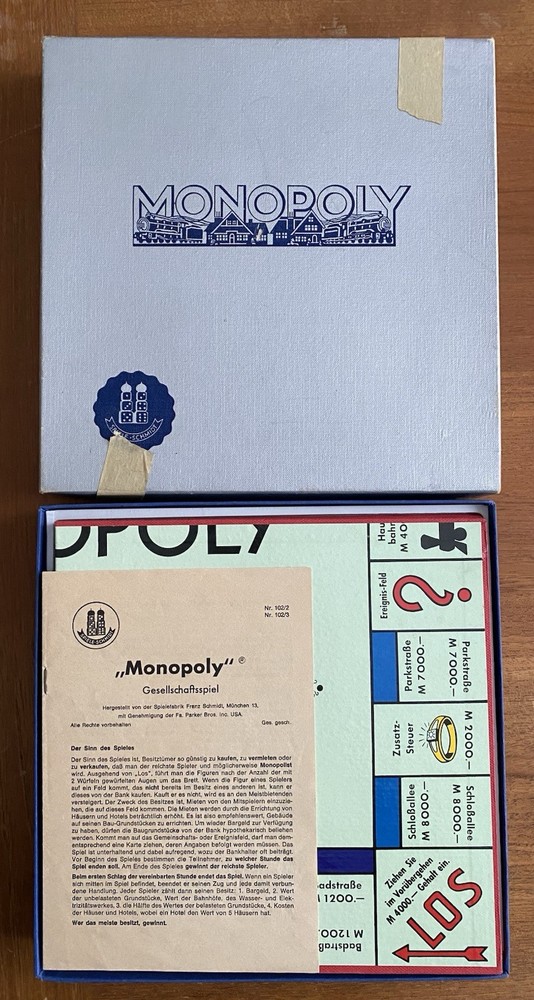 Monopoly Rare German Import 1961 Complete Wood Pcs Spiele Schmidt Excellent