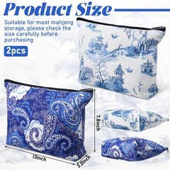 2 Pcs Empty American Mahjong Tile Bags White Blue Printed Thickened Soft Bags…
