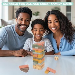 Wooden Stacking Blocks Game 48PCS Tumbling Balancing Blocks