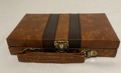 Double Six Dominoes Original Box in Lined Case with Clasp 7.5 x 5.5″