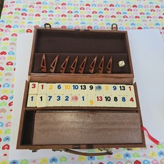 VTG Rummikub Tile Game in Brown Faux Leather Briefcase Missing 1 Tile