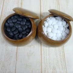Japanese Go Stones White 180 Black 180 & Go Bowls for IGO Game Vintage Japan