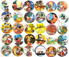VINTAGE POGS 30 VARIOUS CLASSIC BEAUTIFUL NEW DISNEY MILK CAPS** TAKE A LQQK **