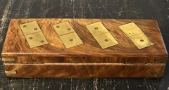 Walnut Wood & Brass Inlay Dominoes Set