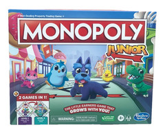 Hasbro Monopoly Junior Board Game 2 Games In 1 Level 1 & 2 Ages 4+ New In Box
