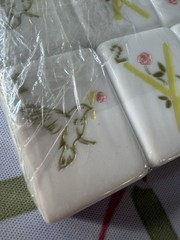 Luxury American Mahjong Tile Set + Matching Floral Mat | White Acrylic | New