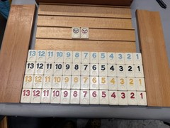 VTG Rummikub 1960’s All Wood Box & Wood Sides W/ Metal Brackets- 106 TILES EUC