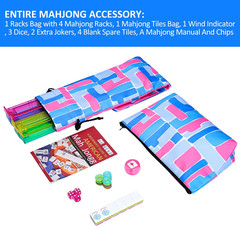 4 Layer Engraved American Mahjong Tile Set, 166 Acrylic Mahjong Tiles with Bags,