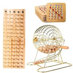 Deluxe Bingo Game Set w/Bingo Cage, Bingo Balls, Board, 10 Shutter Bingo Cards
