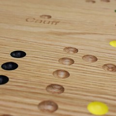 Solid Oak Wood Double Sided Marbles Board Game Hand Painted 16 inch