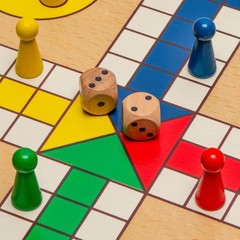 2-in-1 Reversible Wooden Snakes and Ladders, Ludo Game Set – 11.3″