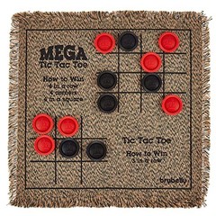 3-in-1 Mini Checkers Rug + Classic & Mega Tic Tac Toe – Portable 12×12 inches