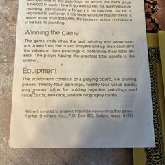 1970 Parker Brothers Masterpiece Art Auction Game Missing 1 Pawn Read
