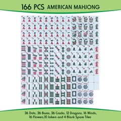 Mahjong Set 166 White Engraved Tiles 1.2″ with Carrying Bag, Mat, Dice & Manual