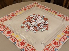 Mah Jong Complete Set w/ Racks, pink sparkle Tiles & 2 Dice (no bag)