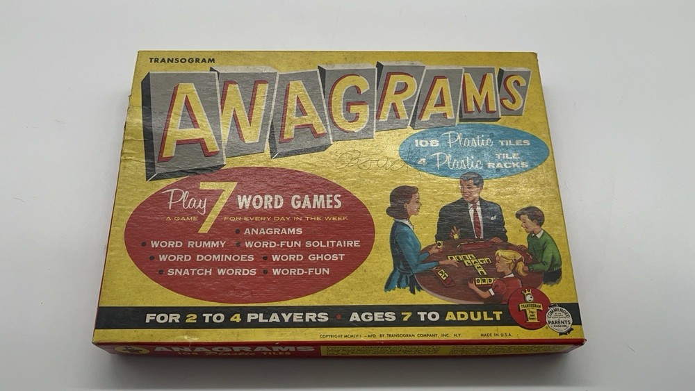 Vintage Anagrams Word Game Transogram Complete w Original Box Instructions