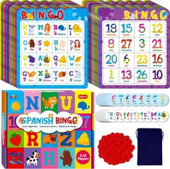 Multicolored Spanish Bingo Game Set for Vocabulary Learning – Up to 12 Players