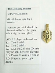 THE DRINKING DREIDEL GAME * SPINNING TOP MADE IN USA* HIGH QUALITY SOLID BRASS