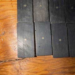 Antique Bone and Ebony Wood Dominos set 26 Dominos, Missing 2/4, 5/6 incomplete