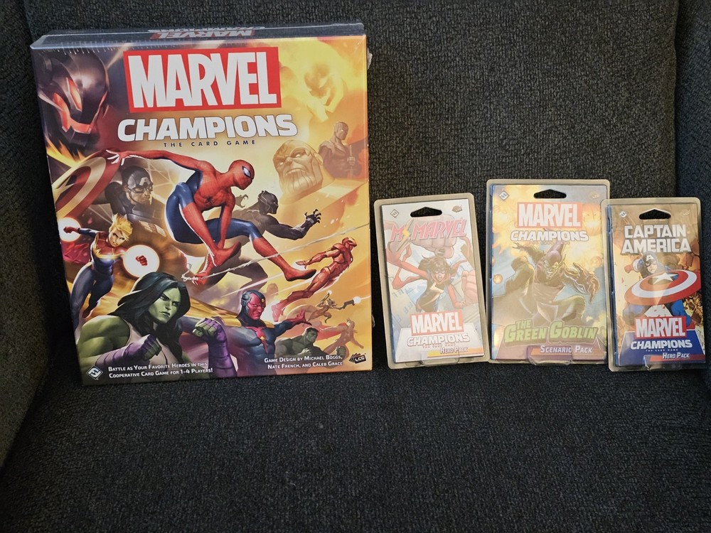 Marvel Champions Base Game w/ Scenario Pack & 2 Hero Packs – SEALED! BRAND NEW!