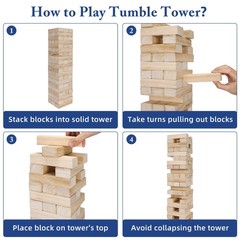 Tumbling Tower Blocks Games,Large Wooden Blocks Stacking Game for Kids Adults…