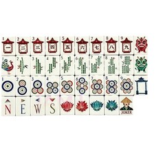 4-Layer Acrylic Mahjong Set 160Pcs Olive Green Chinese Carved American Mahjong