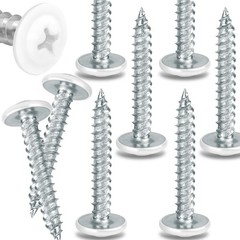 100 Pcs #8 x 1-1/4″ White Wood Screws, Truss Head Self Tapping Screws, Zinc P…