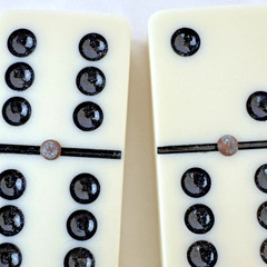 Vintage Cribbage Dominoes Game Set Double 6 Metal Dot Wood Box Japan
