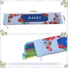 Mahjong Bag Set for Tiles and Racks Cotton Canvas 24x13x4.7 Inch Red Flowers