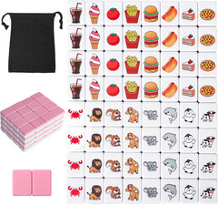 2 Players Mahjong Block Set for Adult, Mahjong Tile Game with 66 Premium Pink Ti