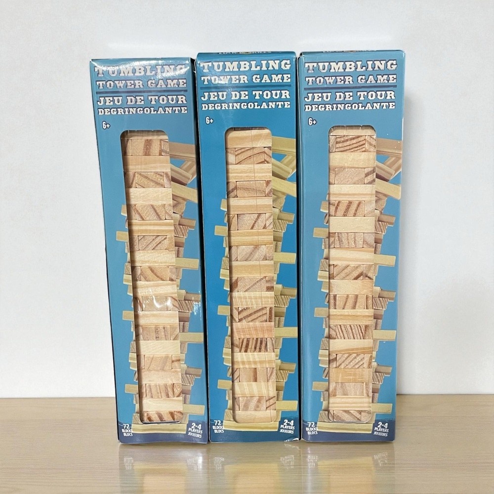 Set Of 3 – 72pc MINIATURE Tumbling Tower Blocks Wood Game 1-7/8″ x 5/8″ CRAFTS