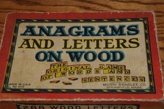 Vintage Game Anagrams Letters On Wood Tiles Milton Bradley USA #4719 Springfield