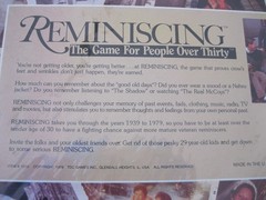 Reminiscing Board Game for People Over Thirty 1939-1979 Trivia New Sealed 1989