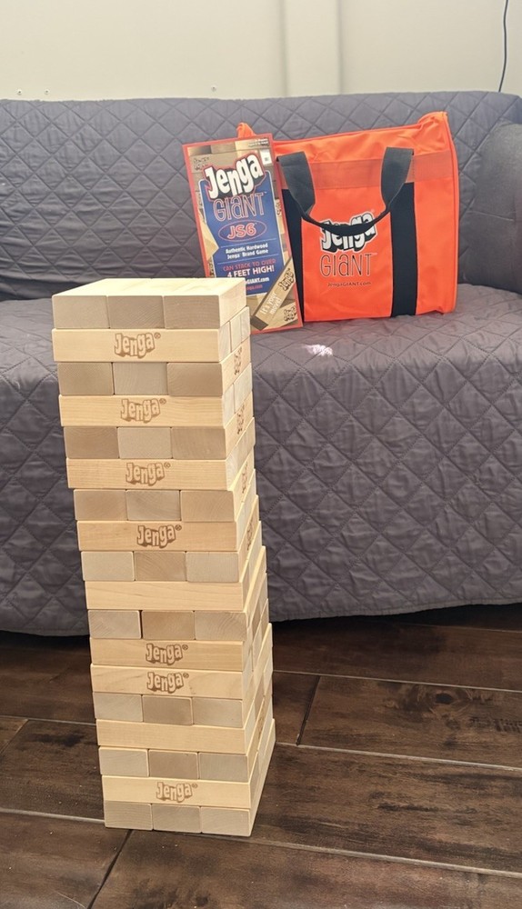 Jenga GIANT JS6 Hardwood Blocks + Carrying Bag Complete Set Great Condition