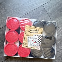 Jumbo 2-in-1 Game Board Set Checkers & Tic Tac Toe w/ Red & Black Pieces