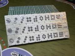 Luxury American Mahjong Set | Green Stripe Tiles + Golf Playing Mat | New
