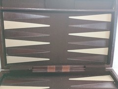 Vintage Backgammon Briefcase Set Game Folding Carry Case Brown No Manual