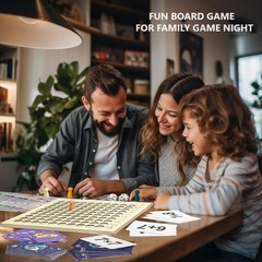 2 in 1 Math Board Game for Kids – Wooden Double Sided Table with Dice and Cards