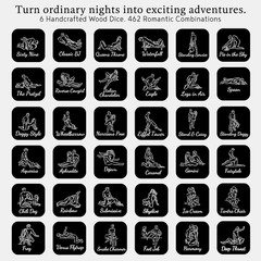 Date Night Dice Sex Game Love Set – 6 Sex Positions Dice, Decision Coin, Board &