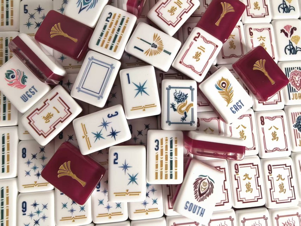 American Mahjong Game Set, 160 tiles Mah Jong Tiles red Ginkgo Acrylic Mahjong