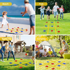 Giant Tic Tac Toe Outdoor Games for Kids Adults Family, Portable Tic Tac Toe Bea