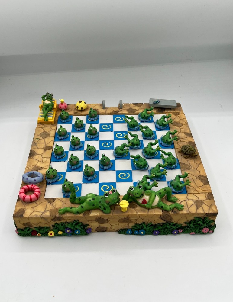 Lawns & Tortoise & Hares Oh My! Checker Set with Frog Playing Pieces Used In Box