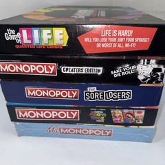 Lot Of 4 Various Monopoly Games + Life 1/4 Life Crisis 2 Games Are Sealed
