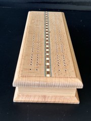 Sterling Games Deluxe Wood Cribbage Board Game Box Set Inlaid Card Peg Storage