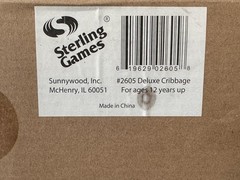 Sterling Games Deluxe Wood Cribbage Board Game Box Set Inlaid Card Peg Storage